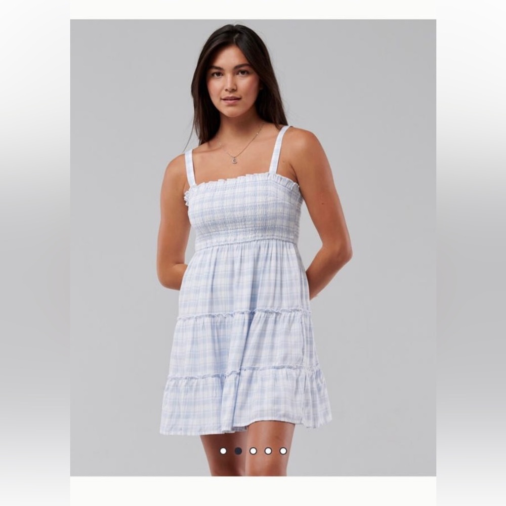Hollister blue and white ruffle dress